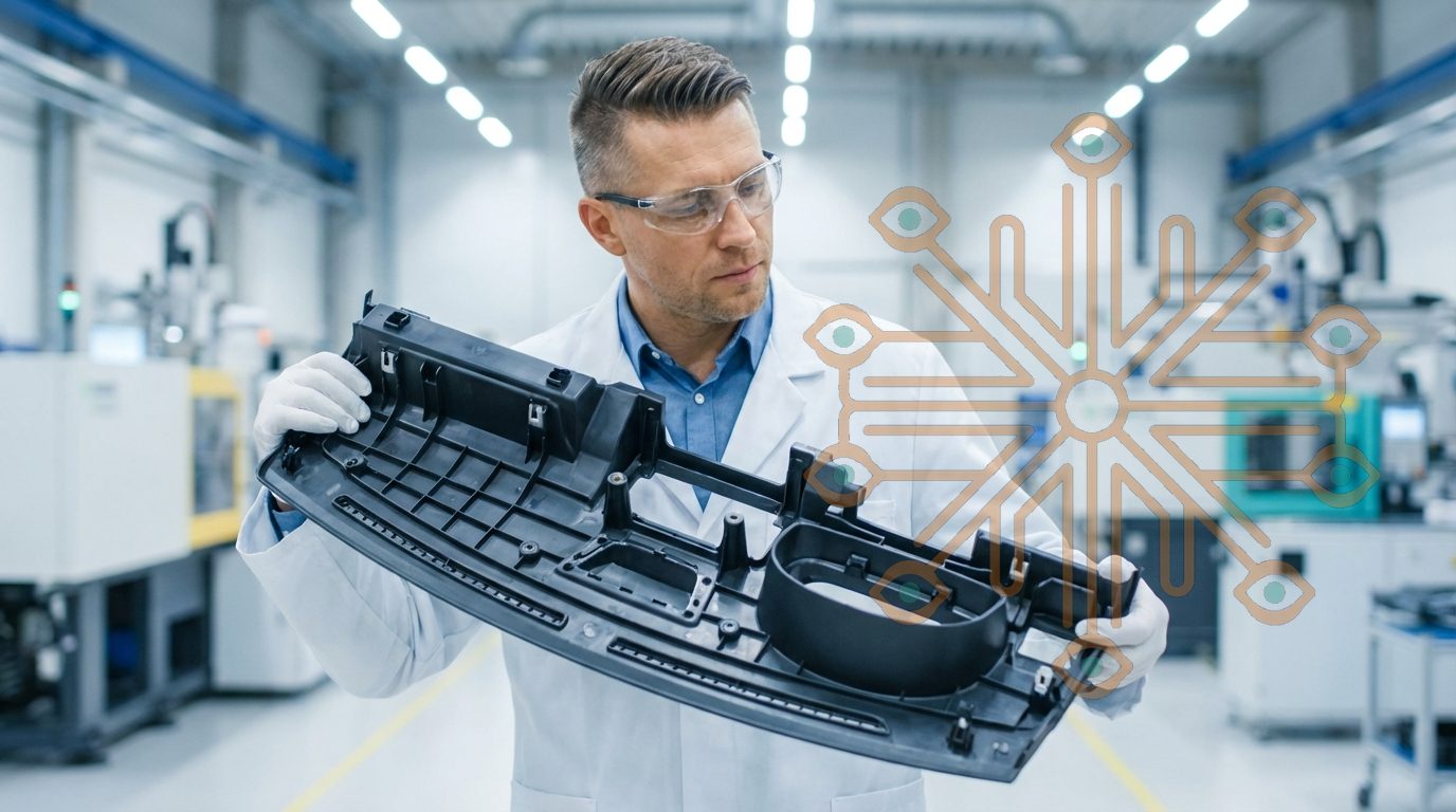 Operator at injection molding machine